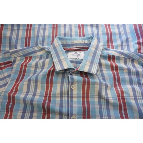 Mizzen+Main Other - Mizzen + Main Blue Red Plaid Button Up Mens Shirt Standard Fit Sz L
